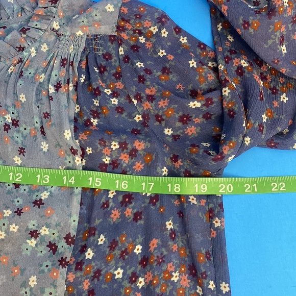 Paige DOROTHY BLOUSE in Crown Blue Floral Boho fits true to size- size XS - Picture 12 of 14